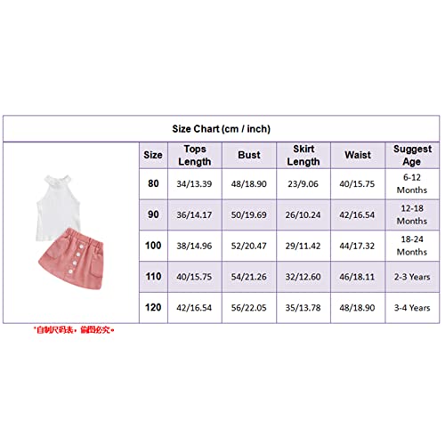 Kids Toddler Little Girl Summer Clothes Sleeveless Knit Tank Top Mini Skirt Bag Belt Set 3PCS Outfits for Baby (Sleeveless+Pink, 3-4 Years)