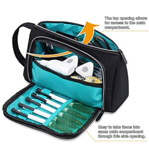 JEMIA Multi Compartments Collection 3 Independent Zipper Compartments with Handle Strap Pencil Case (Black, Polyester)