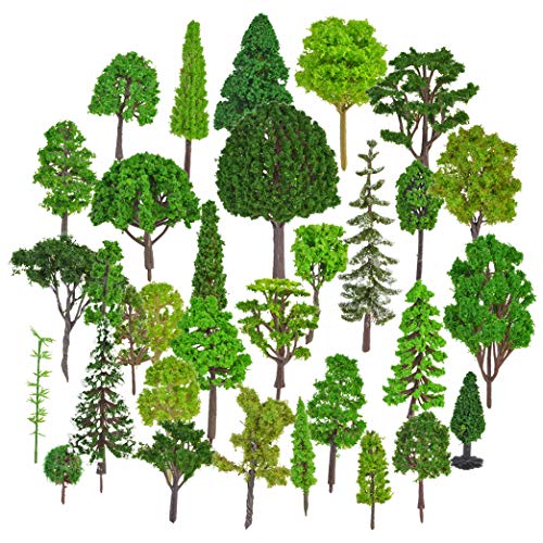 30pcs Model Trees Train Railroad Scenery Architecture Trees, Mixed Model Tree Fake Trees for DIY Crafts Building Model Scenery Landscape Decoration 1.5-7.9 inch(4 -20cm)