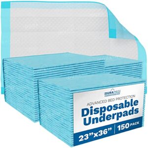 chucks pads disposable [150-pads] underpads 23×36 incontinence chux pads absorbent fluff protective bed pads, pee pads for babies, kids, adults & elderly | puppy pads large for training leak proof