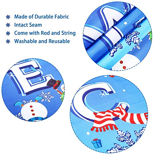 Christmas Decoration Set Christmas Porch Sign Welcome Merry Christmas Banner Christmas Hanging Garland for Frozen Winter Wonderland Party Decoration Xmas Winter Snow Party (Light Blue)