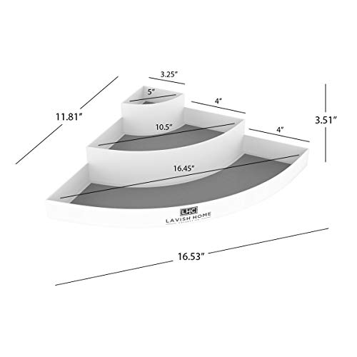 Lavish Home 3-Tier Corner Organizer – Plastic Space Saver Countertop Pantry and Cabinet Storage Shelf with Non-Slip Liner - Home, Office or Garage