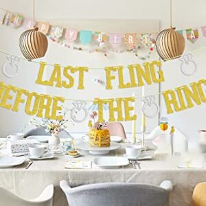 Last Fling Before The Ring Banner Gold & Silver Glitter, Bachelorette Party Decoration Banners, Bachelorette Sign Bachelorette Party Photo Props