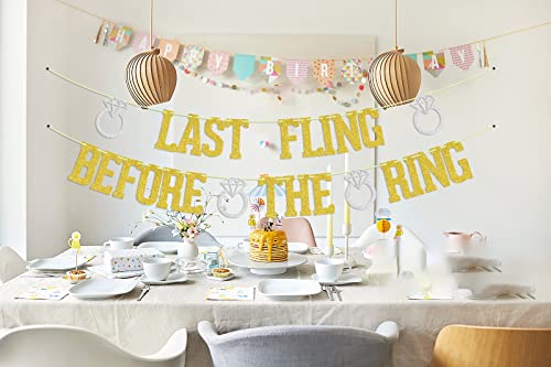 Last Fling Before The Ring Banner Gold & Silver Glitter, Bachelorette Party Decoration Banners, Bachelorette Sign Bachelorette Party Photo Props