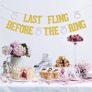 Last Fling Before The Ring Banner Gold & Silver Glitter, Bachelorette Party Decoration Banners, Bachelorette Sign Bachelorette Party Photo Props