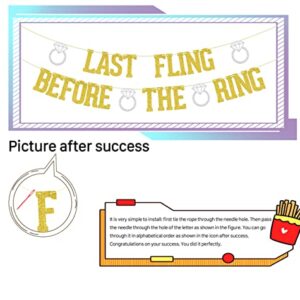 Last Fling Before The Ring Banner Gold & Silver Glitter, Bachelorette Party Decoration Banners, Bachelorette Sign Bachelorette Party Photo Props