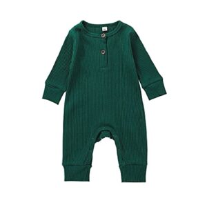 niceclould newborn baby boy girl knitted romper solid long sleeve one piece jumpsuit bodysuit playsuit fall winter clothes (b-green, 0-3 months)