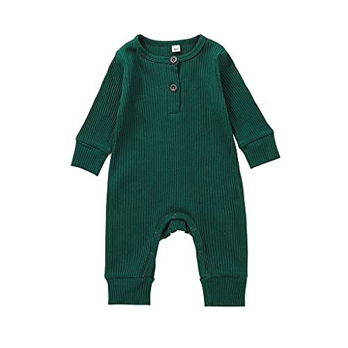 niceclould Newborn Baby Boy Girl Knitted Romper Solid Long Sleeve One Piece Jumpsuit Bodysuit Playsuit Fall Winter Clothes (B-Green, 0-3 Months)