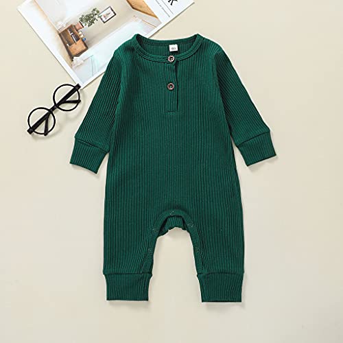 niceclould Newborn Baby Boy Girl Knitted Romper Solid Long Sleeve One Piece Jumpsuit Bodysuit Playsuit Fall Winter Clothes (B-Green, 0-3 Months)