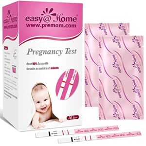 Easy@Home Pregnancy Test Strips Kit, Powered by Premom Ovulation Predictor iOS and Android APP, 20 HCG Tests