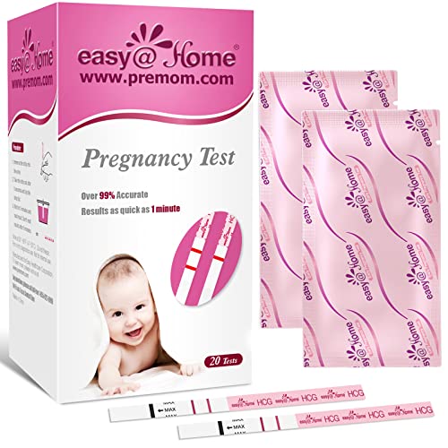 Easy@Home Pregnancy Test Strips Kit, Powered by Premom Ovulation Predictor iOS and Android APP, 20 HCG Tests