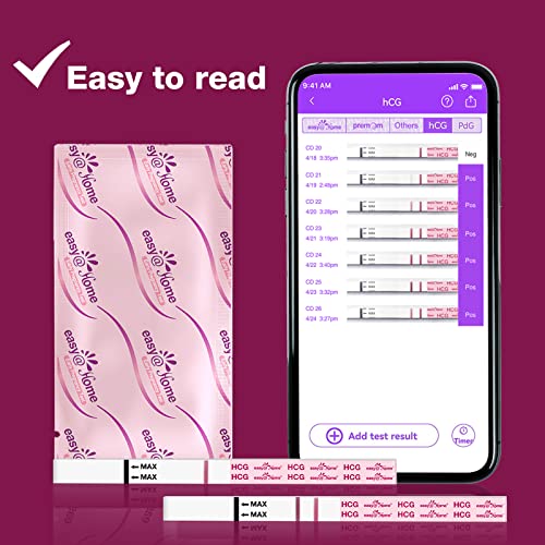 Easy@Home Pregnancy Test Strips Kit, Powered by Premom Ovulation Predictor iOS and Android APP, 20 HCG Tests