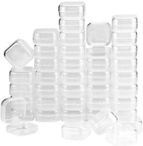 uplama 40pack square mini clear plastic bead storage containers box with hinged lid, small box jewelry earplugs storage box for items,earplugs,pills,tiny bead,jewerlry findings(1.38×1.38×0.7inch)