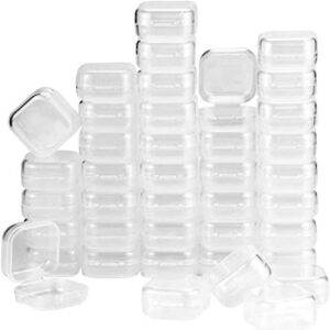 UPlama 40Pack Square Mini Clear Plastic Bead Storage Containers Box With Hinged Lid, Small Box Jewelry Earplugs Storage Box For Items,Earplugs,Pills,Tiny Bead,Jewerlry Findings(1.38x1.38x0.7Inch)