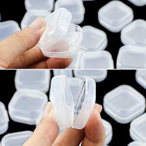 UPlama 40Pack Square Mini Clear Plastic Bead Storage Containers Box With Hinged Lid, Small Box Jewelry Earplugs Storage Box For Items,Earplugs,Pills,Tiny Bead,Jewerlry Findings(1.38x1.38x0.7Inch)