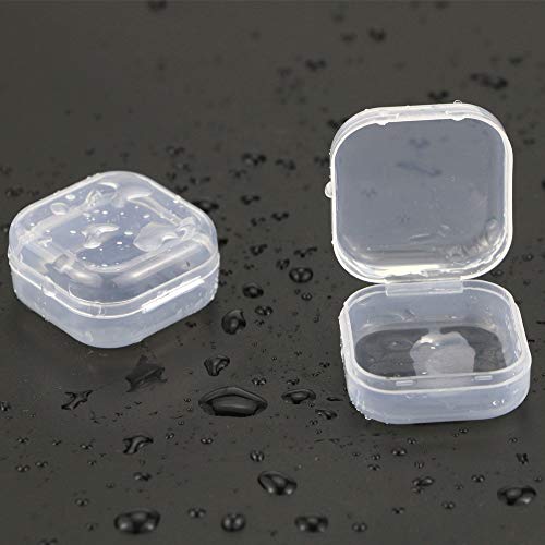 UPlama 40Pack Square Mini Clear Plastic Bead Storage Containers Box With Hinged Lid, Small Box Jewelry Earplugs Storage Box For Items,Earplugs,Pills,Tiny Bead,Jewerlry Findings(1.38x1.38x0.7Inch)