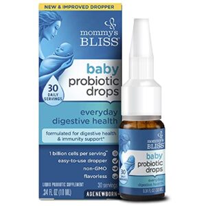 mommy’s bliss baby probiotic drops everyday – gas, constipation, colic symptom relief – newborns & up – natural, flavorless, 0.34 fl oz