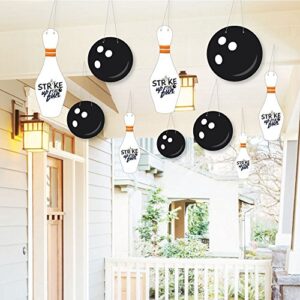 big dot of happiness hanging strike up the fun – bowling – outdoor hanging decor – baby shower or birthday party or decorations – 10 pieces