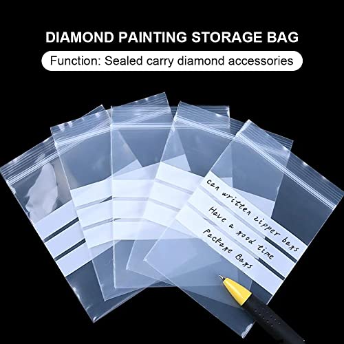 Diamond Painting Tool,100pcs/lot Diamond Sticker Storage Bag Clear Plastic Writable Diamond Art Storage Container Reclosable Self Sealing Accessories