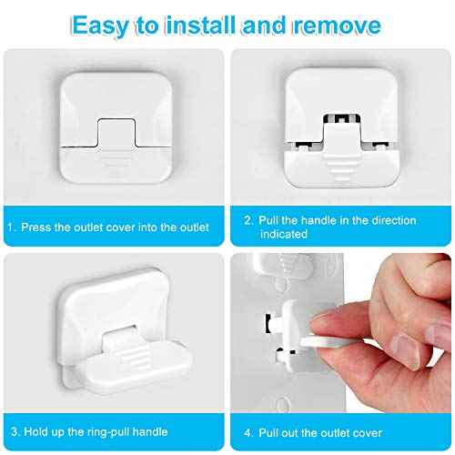 Outlet Covers (45 Pack) with Hidden Pull Handle Baby Proofing Plug Covers 3-Prong Child Safety Socket Covers Electrical Outlet Protectors Kid Proof Outlet Cap