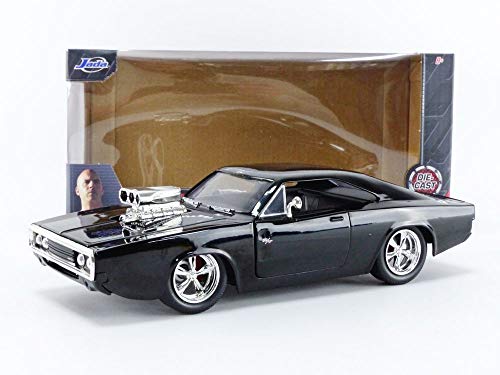 Jada Toys Fast & Furious 1:24 Dom's 1970 Dodge Charger R/T Die-cast Car Bare Metal, Toys for Kids and Adults, Black