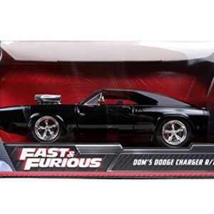 Jada Toys Fast & Furious 1:24 Dom's 1970 Dodge Charger R/T Die-cast Car Bare Metal, Toys for Kids and Adults, Black