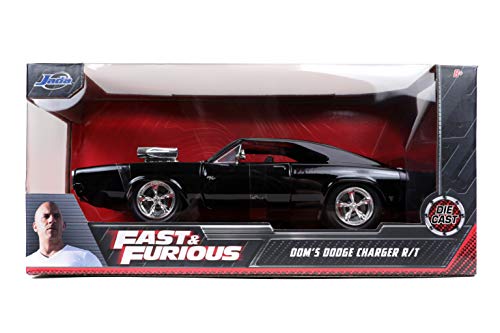 Jada Toys Fast & Furious 1:24 Dom's 1970 Dodge Charger R/T Die-cast Car Bare Metal, Toys for Kids and Adults, Black