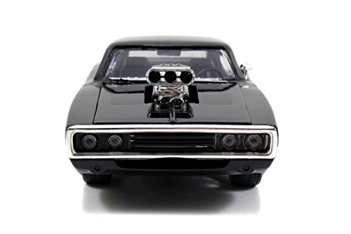 Jada Toys Fast & Furious 1:24 Dom's 1970 Dodge Charger R/T Die-cast Car Bare Metal, Toys for Kids and Adults, Black