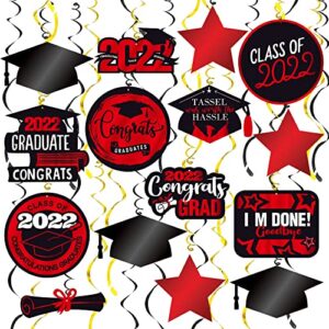45 pieces, red graduation hanging decorations – large cutout, no diy | graduation swirls, red and black graduation decorations 2022, graduation hanging swirls decorations, graduation party decorations