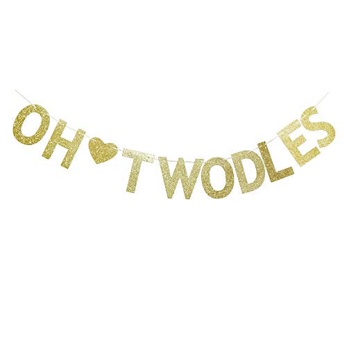 Oh Twodles Banner for Baby Boy/Girl's 2nd Birthday Party Sign Decoration, Baby Second Birthday Party Bunting