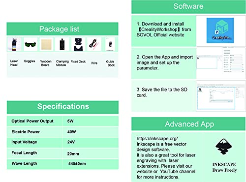Sovol 3D 40W Engraving Laser Module (5W Output Optical Power), CNC Laser Head Kit with Eye Protection Design, for SV Series & Ender Series 3D Printers and CNC Engraving Cutting Machine