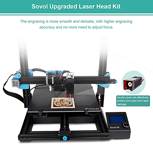 Sovol 3D 40W Engraving Laser Module (5W Output Optical Power), CNC Laser Head Kit with Eye Protection Design, for SV Series & Ender Series 3D Printers and CNC Engraving Cutting Machine