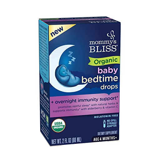 Mommy's Bliss Organic Baby Bedtime Drops + Overnight Immunity Support*, Promotes Restful Night, Melatonin Free, Age 4 Month+, 2 Fl Oz