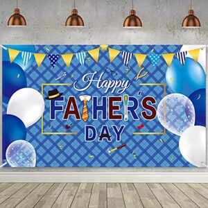 Happy Father's Day Backdrop Banner Decoration, Extra Large Fabric Father's Day Sign Banner Photo Booth Backdrop Background for Father's Day Party Supplies and Decorations