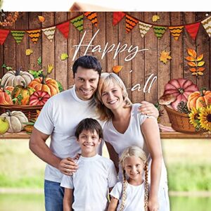 Fall Thanksgiving Party Decorations, Fall Thanksgiving Farmhouse Photography Backdrop Happy Fall Yall Background Rustic Wood Pumpkins Harvest Background Backdrop, 72.8 x 43.3 Inch