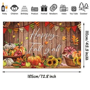 Fall Thanksgiving Party Decorations, Fall Thanksgiving Farmhouse Photography Backdrop Happy Fall Yall Background Rustic Wood Pumpkins Harvest Background Backdrop, 72.8 x 43.3 Inch