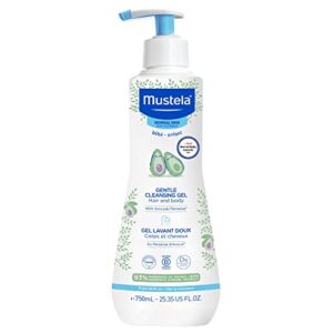 mustela baby gentle cleansing gel – baby hair & body wash – with natural avocado fortified with vitamin b5 – biodegradable formula & tear-free â€“ 25.35 fl. oz. (pack of 1)