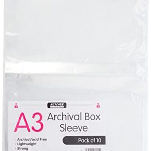 Artcare 15142001 45.5 x 0.1 x 35.5 cm A3 Synthetic Material Archival Unpunched Box Sleeves, Pack of 10, Clear