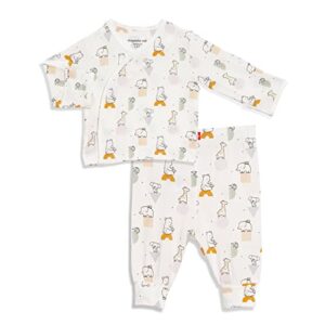 magnetic me layette baby outfit easy close 3 piece soft modal set – kimono top, footed pants and newborn hat – new kid on the block 0-3 months