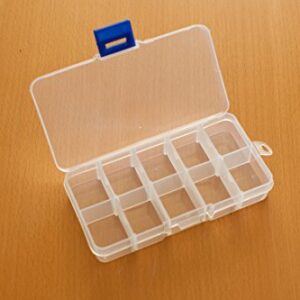 Clear Plastic Jewelry, Craft, Beads, Accessories Multipurpose Organizer with 10 Compartments and Adjustable Dividers-3 Pack