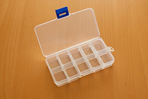 Clear Plastic Jewelry, Craft, Beads, Accessories Multipurpose Organizer with 10 Compartments and Adjustable Dividers-3 Pack