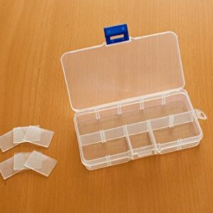 Clear Plastic Jewelry, Craft, Beads, Accessories Multipurpose Organizer with 10 Compartments and Adjustable Dividers-3 Pack