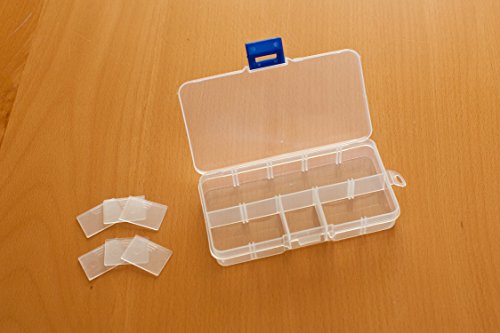 Clear Plastic Jewelry, Craft, Beads, Accessories Multipurpose Organizer with 10 Compartments and Adjustable Dividers-3 Pack