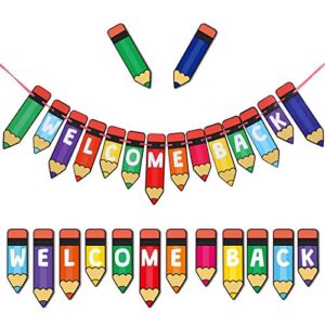 welcome back party decorations, multicolour pencil banner welcome back banner for back to school party decorations, teacher banner classroom