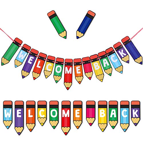 Welcome Back Party Decorations, Multicolour Pencil Banner Welcome Back Banner for Back to School Party Decorations, Teacher Banner Classroom