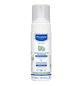 mustela cradle cap foam shampoo for newborn – fragrance-free baby shampoo for seborrheic dermatitis – helps to minimize scalp flakes – clinically & dermatologist tested – 5.07 fl. oz.