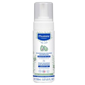 Mustela Cradle Cap Foam Shampoo for Newborn - Fragrance-Free Baby Shampoo for Seborrheic Dermatitis - Helps to minimize Scalp Flakes - Clinically & Dermatologist Tested - 5.07 fl. oz.