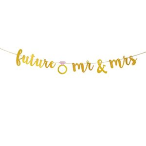 jensenlin future mr & mrs banner,engagement bridal shower wedding party decorations (gold glitter).