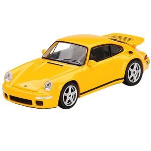 Truescale Miniatures RUF CTR Anniversary Blossom Yellow w/Black Stripes Limited Edition to 4800 Pieces Worldwide 1/64 Diecast Model Car by True Scale Miniatures MGT00358