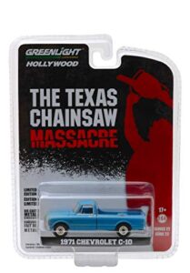 greenlight 44820 b 1971 chevrolet c-10 pickup truck blue (dusty) the texas chainsaw massacre (1974) movie hollywood series 22 1/64 diecast model car